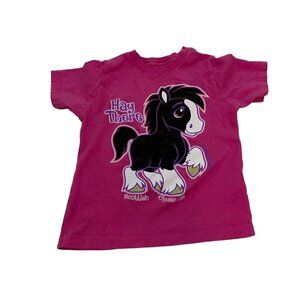 Busch Gardens Clydesdale Brown Horse Pink Short Sleeve Toddler T-Shirt Size 3T